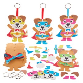 Baker Ross FX731 Star Hero Dogs Mix and Match Keyring Kits - Pack of 8, Foam Craft Kits for Kids