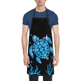 SUCUWINY Sea Turtles Aprons for Women With Pockets Mens Chef Waterproof Kitchen Fun Cute Gardending Apron Funny Aprons for Adults Cooking BBQ Aprons