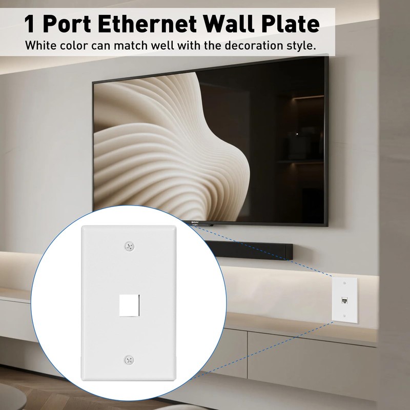 NataLink Ethernet Keystone Wall Plate 1-Port, RJ45 Wall Plate Single