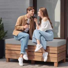 idee-home Outdoor Bench Cushion 48 inch, Patio Bench Cushion Indoor, Patio Furniture Chair Pad, Porch Swing Cushion with Ties, Bay Window Seat Sofa Garden Replacement Loveseat Cushion