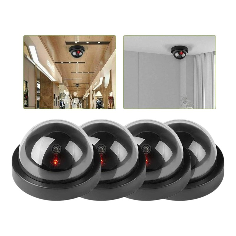 Dummy Dome Security Camera with Flashing Red LED Light Indoor