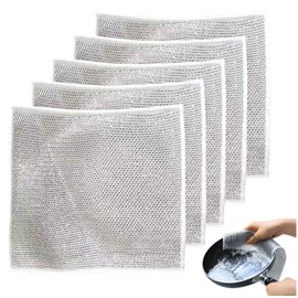GWAWG Multipurpose Wire Dishwashing Rags, Multipurpose Wire Dishwashing Rags for Wet and Dry, Non-Scratch Scrubbing Wire Dishcloth Rags, Multifunctional Wire Cleaning Dishwashing Cloths (5 PCS)