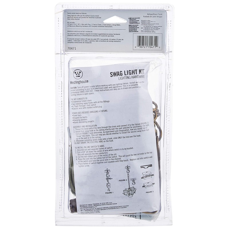 Westinghouse 7047100 15-Foot Swag Kit, Antique Brass