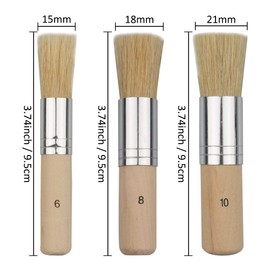 Novelfun Wooden Stencil Brush (Set of 3), Natural Bristle Brushes Perfect for Acrylic Painting, Oil Painting, Watercolor Painting, Stencil Project, Card Making and DIY Art Crafts