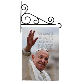 Enduring Joy Pope Francis Catholic Gifts Canvas Tapestry Kit Memorabilia Decor Portrait Fabric Quote Textile Sign Church Wall Art Banner Remembrance Sign Fathers Day Religious Decoration