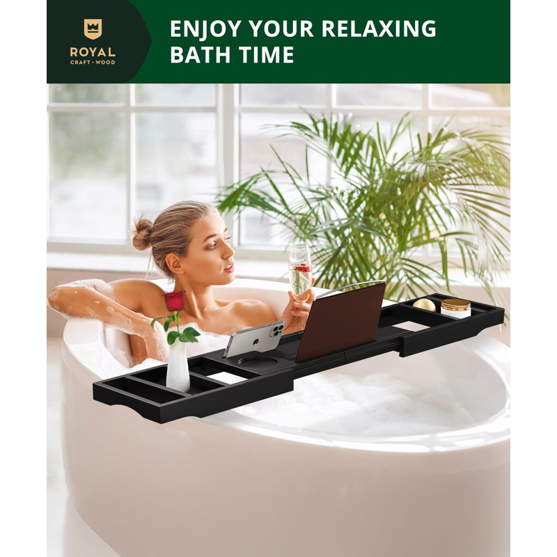 ROYAL CRAFT WOOD Premium Foldable Bathtub Tray - Wood Bath