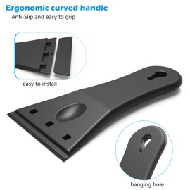 EHDIS Plastic Scraper with 10 Razor Blades - with Bigger Handle and Blades(Time-Saving), Sticky Stuff Remover, Decal Remover, for Remove Label, Glue, Black