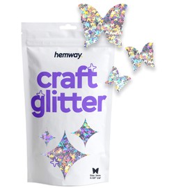 Hemway Craft Glitter - 1/8" 0.125" 3mm - Butterfly Glitter, Sequins, Sparkle, Nails, Decoration, Acrylic Nail Polish Additive - Silver Holographic - 50g