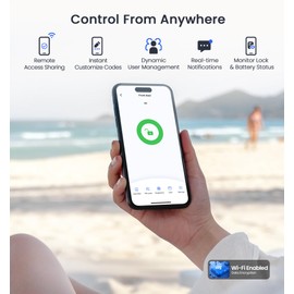 Veise VE017G Wi-Fi Keyless Entry Door Lock with Fingerprint, App Remote Control, Smart Locks for Front Door, Electronic Keypad Deadbolt, Auto Locking, Waterproof, Easy to Install, Satin Nickel