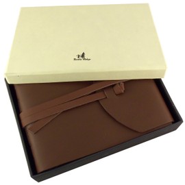 Rustic Genuine Leather Photo Album with Gift Box - Scrapbook Style Pages - Holds 100 4x6 or 5x7 Photos - Photo Book 6x8"