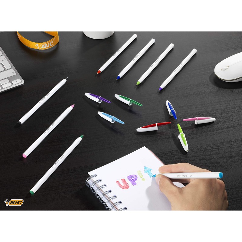 BIC Cristal Up Ballpoint Pens - Assorted Colours, Doypack of