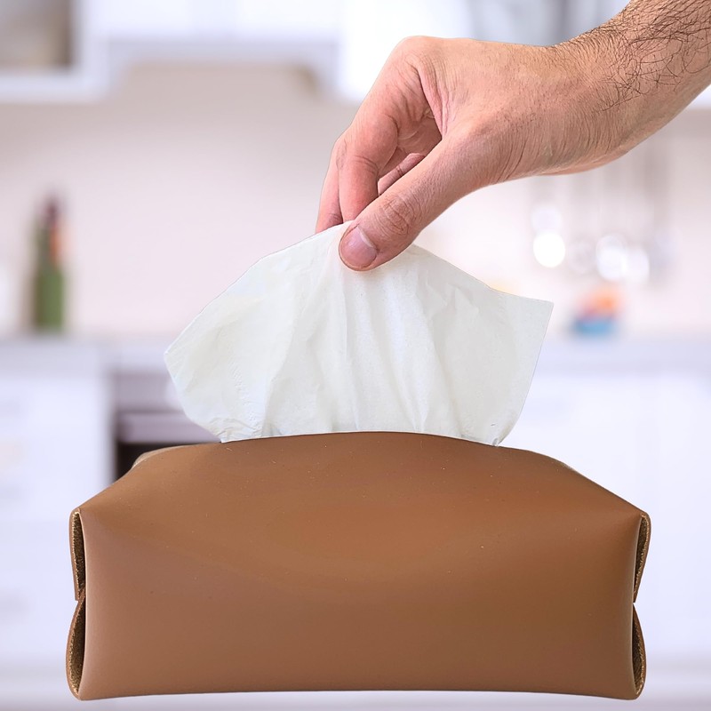 Diko.style® Faux Leather Rectangle Tissue Box, Elegant and Durable, Ideal