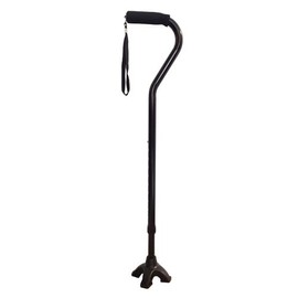 Blue Jay Cane Adjustable Walking Cane with 4-Pronged Base for Extra Stability | Foam Padded Offset Handle for Soft Grip | Works for Right or Left Handed Men or Women (Black)