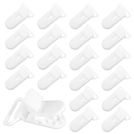 20 Pack Plastic Pacifier Clip Bulk 3/4 inch Bib Clips Girls Baby Pacifier Strap Making (White)