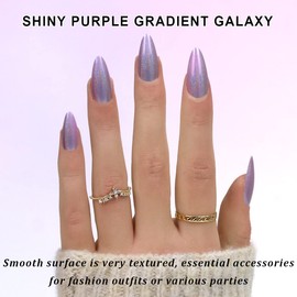 SARATA Soft Gel Almond Press On Nails, Aurora Design, 24pcs (12 Sizes), Purple Glitter