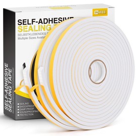 Inwee Draft Excluder for Doors, Weather Stripping Foam Tape 10mm(W) x 6mm(T), Draught Excluder for Door Window Against Draught/Anti-Collision/Soundproof/Waterproof/Dustproof, 2 Rolls Total 10M White