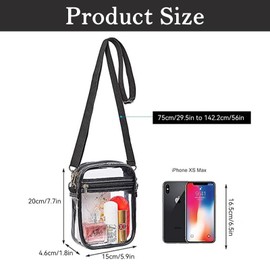 YcsRnn Clear Backpack, Stadium Approved Concert Bag, A4 Size Transparent Crossbody Bag for Concerts Sports Events, Waterproof PVC Clear Handbag for Travel Outdoor Activities, 15 * 4.6 * 20 Cm