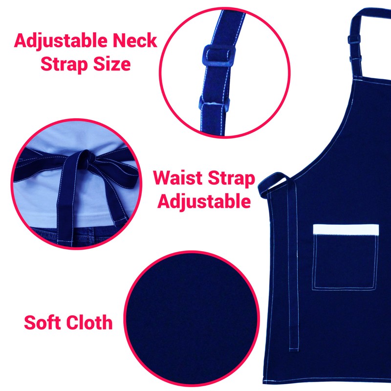 Cotton Aprons For Women Adjustable Bib Three(3) Large pockets- Apron