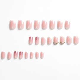 DOCVOEOMH Press on Nails Short Square Rhinestones French White Acrylic Fake Nails with Glitter Design Glue on Glossy Full Cover Artificial False Stick on Nail for Girls Women Wedding Manicure 24Pcs