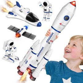QiquBox Space Rocket Toy for Kids, Space Shuttle Toy for Children Aged 3, 4, 5, 6, 7, 8 Years, Rocket Space Toy Gift for Boys and Girls