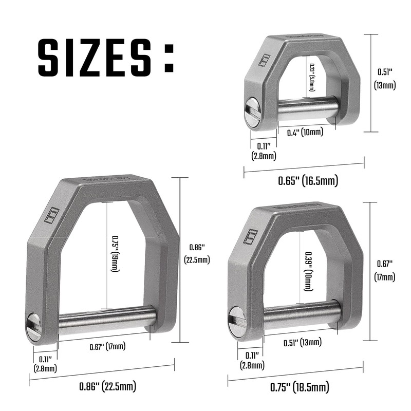 MecArmy CH2 Titanium D Shape Key Ring, Utility Keyring with