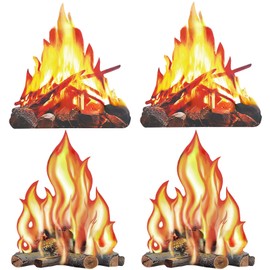 Molyorch 4 Pieces Decorative Flame Torch, Artificial Fire, Campfire Centrepiece, Cardboard Campfire, for Camping Decoration, Campfire Decoration, Shooting Props