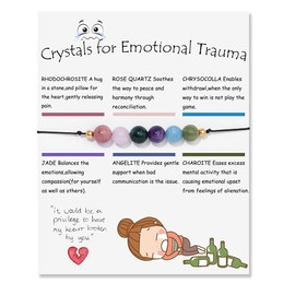 COLORFUL BLING Natural Stone 6mm Beads Crystal Stretch Bracelet Healing Stone Braided String Bracelet with Spiritual Card for Women Teen Yoga Balancing Protection Jewelry-emotional trauma