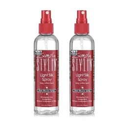 Simply Stylin Light Silk Spray - Pure Silicone Hair Protection from Heat and Humidity - Natural Serum Product for Long and Shiny - 4 oz (Pack of 2)