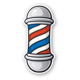 Squiddy Barber Pole Haircut - Vinyl Sticker Decal for Phone, Laptop, Water Bottle (3" Tall)