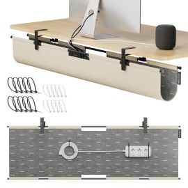2-in-1 Under Desk Cable Management Tray & Privacy Panel, Desk Mount Cord Holder for Office and Home, Clamp or Screw Mountcolor: Khaki, size: 30"