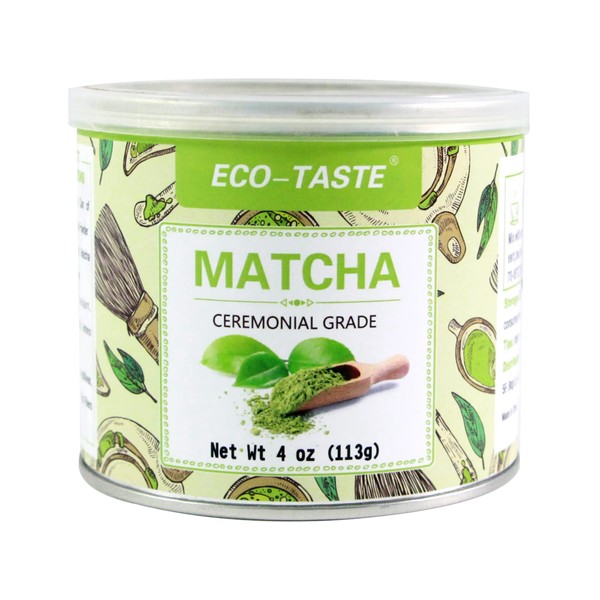 Matcha Green Tea Powder-4oz(113g) Tin, 100% Natural & Pure, Ceremonial Grade, No Additives or Fillers, NO GMO