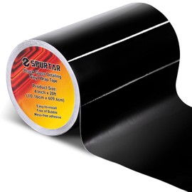 Spurtar Gloss Black Vinyl Wrap 4 Inch x 20ft Air-Release Adhesive Car Vinyl Tape Chrome Delete Wrap Roll DIY Car Exterior Decoration Door Edge Guard Vehicle Detailing Paper 10CM x 6M
