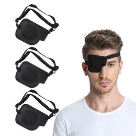 3PCS Adjustable Right Eyepatch Soft Black 3D Eye Patches Comfortable Medical Eyepatchs for Lazy Eye Amblyopia Strabismus Men and Women (Right Eye)