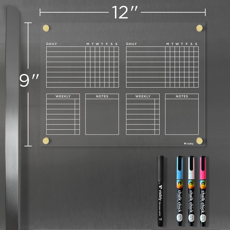 Magnetic Acrylic Chore Chart for Fridge with Weekly and Notes