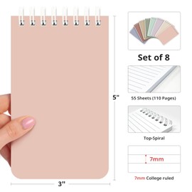 Pocket Small Notebook 3" x 5", Set of 8 Mini Little Spiral Notebook, Nursing Notepad, Perfect for Work, School, Office, Nurse, Travel - Earthy Neutrals