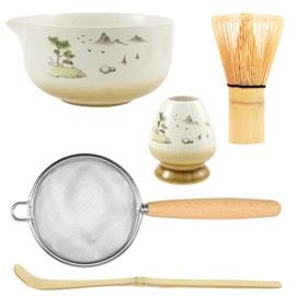 5Pcs Matcha Tea Set, Household Tea Making Tools, Ceremonial Aesthetical Matcha Kit with Whisk, Leakproof Maccha Whisk Set for Present Beginner Enthusiast