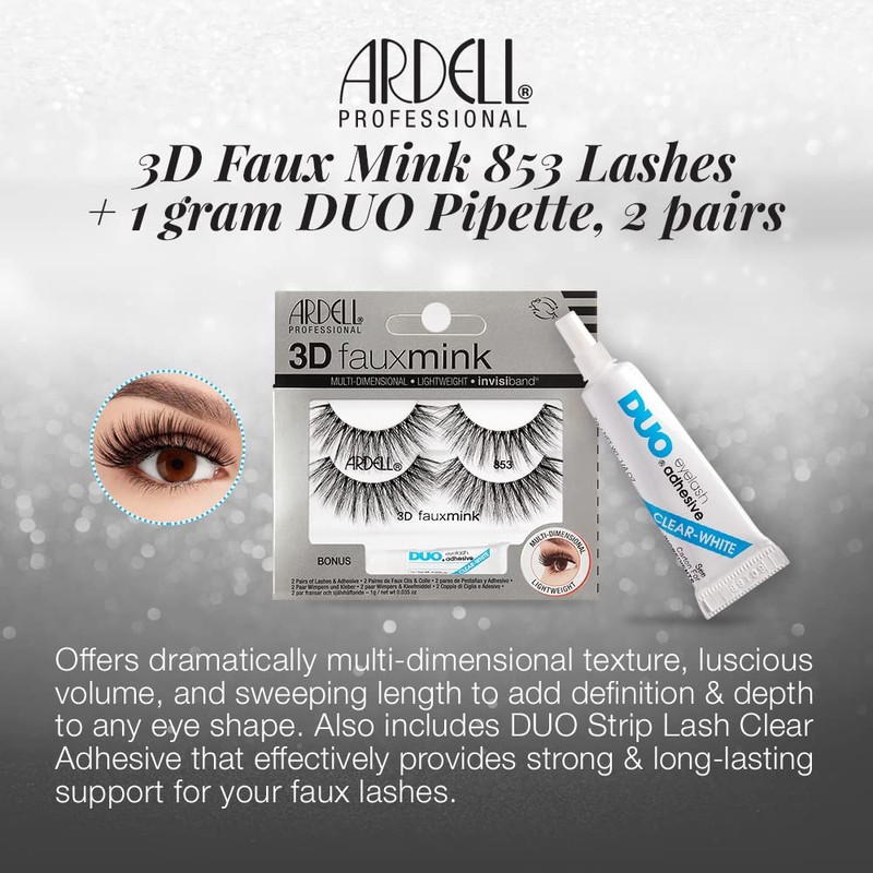 Ardell 3D Faux Mink 853 Lashes + 1 gram DUO