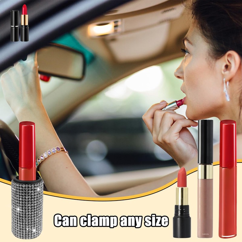 AICEL Bling Car Chapstick Holder, 2PCS Crystal Rhinestone Strong Adhesive