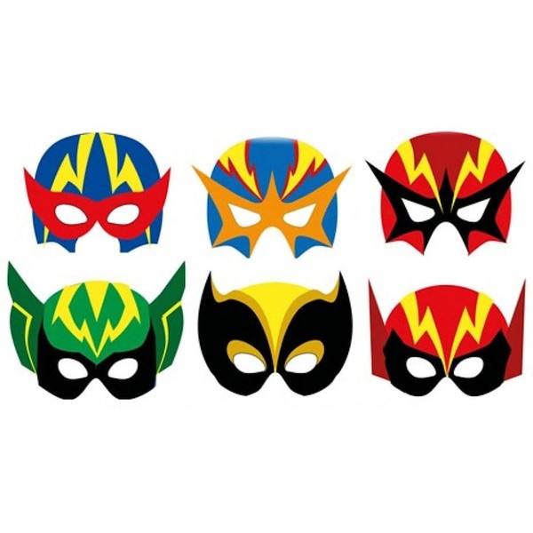 CARDBOARD THEMED MASKS - 12 PACK - Novelty Toys For