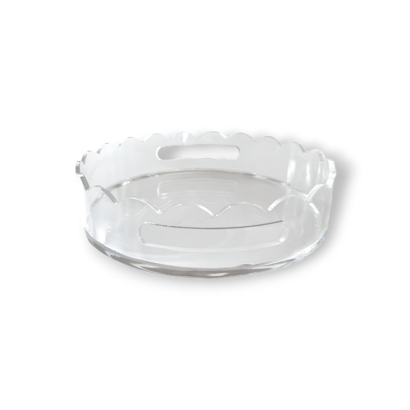 GRAHAM DESIGN Acrylic Scalloped Round Tray with Handles - 10"