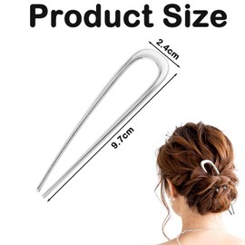 8PCS French Twist Hair Pin, French Pin, French Hair Pin for Women Girls Hair Styling Accessories, Hair Fork Retro 2 Prong Updo Chignon Pins for Women Girls Hairstyle Accessories(Gold, Silver)