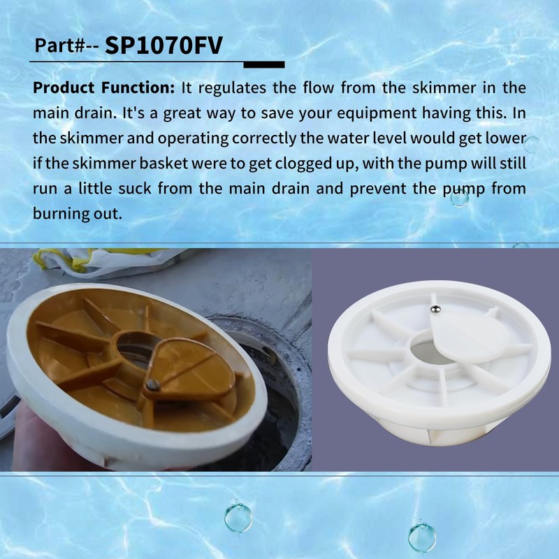 SP1070FV Plastic Equalizer Skimmer Float Valve Assembly with O-Ring, Perfectly