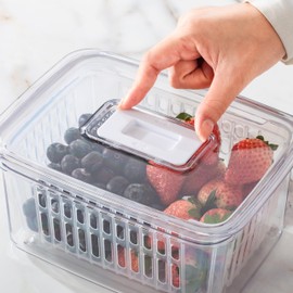 SIMPLEMADE Clear Refrigerator Organizer Bins - Clear Bins for Fridge, Containers for Fridge and Freezer, Multipurpose Storage for Kitchen, Office, Bathroom, Pack of 2 Small and Large Rectangular