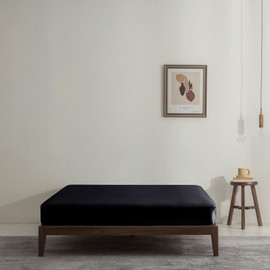 Tospass Satin Spannbettlaken 180x200 cm Boxspringbett Topper Schwarz Luxus Seide Glanzsatin Spannbetttuch Glatt Leintuch Weiche Microfaser Bettlaken für Matratze bis 15-30 cm Hohe