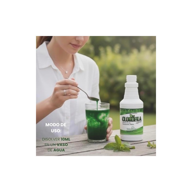Extracto de clorofila líquida 500ml sabor menta y hierbabuena, suplemento