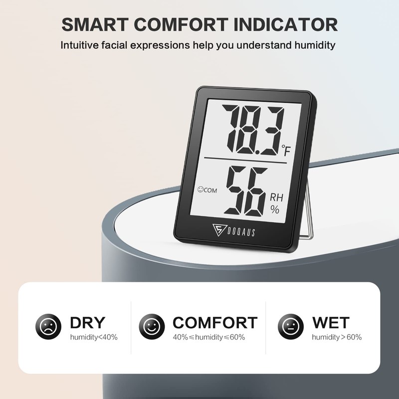 DOQAUS Digital Hygrometer Indoor Thermometer 3 Pack, Room Thermometer with