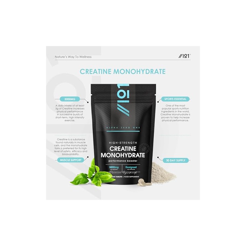 Creatine Monohydrate 3000mg – 90 Vegan Tablets – Proven to