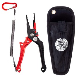 Kraken Bass Fishing Pliers (Fishing Pliers) - Aluminum Braid Cutters Split Ring Pliers Hook Remover Fish Holder with Sheath and Lanyard
