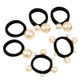 HappyHome Hair Rubber Pearl, 3 Types, 6 Pieces, Pearls, Hair Accessories, Hair Accessories, Girls, School Entrance Ceremonies, Weddings, Commemorative Photos, Parties, Black