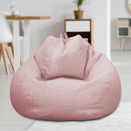 Highdi Kids Bean Bag Without Fillings - Cotton Linen Durable & Comfortable, Pink Storage Bean Bag Chair for Living Room/Gaming Room, Perfect for Adults & Teens, Childrens